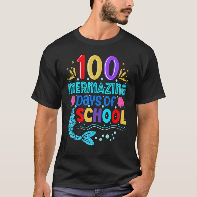T-shirt 100 Mermazing Days Of School Mermaid Tails Girl Te (Devant)