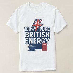 T-shirt 100% Pure British Energy Funny UK Pride