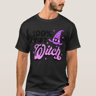 T-shirt 100 qui sortent heureux Halloween Witchy Fall