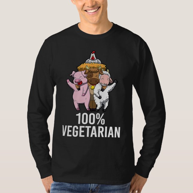 T-shirt 100 Vegetarian Veggie AF Vegan Statement Hommes Fe (Devant)