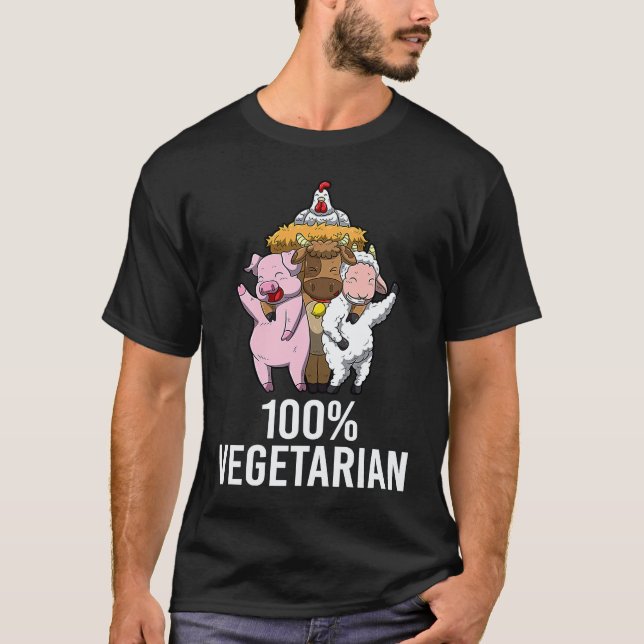 T-shirt 100 Végétarien Légume AF Végétalien Affirmation Ho (Devant)