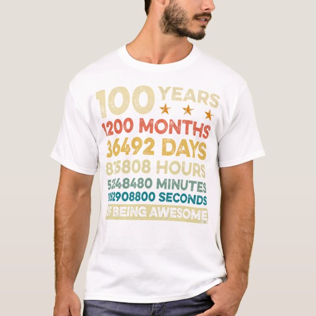 T-shirt 100E Cadeau Anniversaire 100 Ans 1200 Mois (Devant)