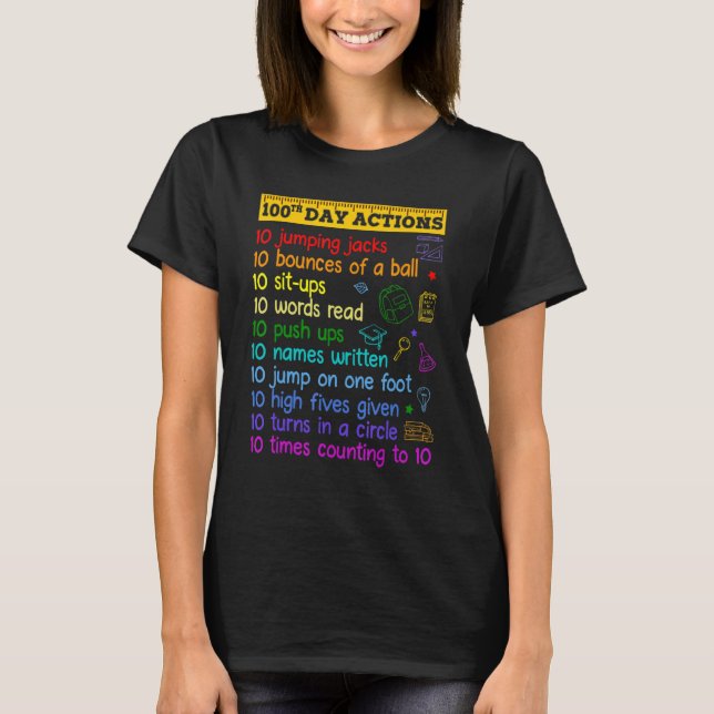 T-shirt 100e Jour Actions 100 Jours d'école Garçon filles  (Devant)