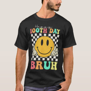 T-shirt 100e Jour Bruh Smile Face 100 Jours De Garçons D'É