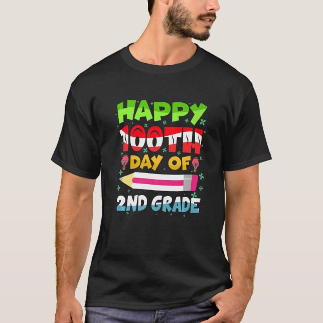 T-shirt 100e Jour De L'École 2e Année 100 Jours Sec Smarte (Devant)