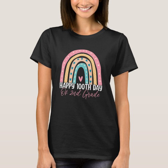 T-shirt 100e Jour De L'École 2e Année Professeur Boho Arc- (Devant)