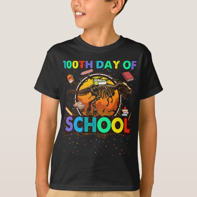 T-shirt 100e jour de l'école Dinosaure Enfants garçons (Devant)