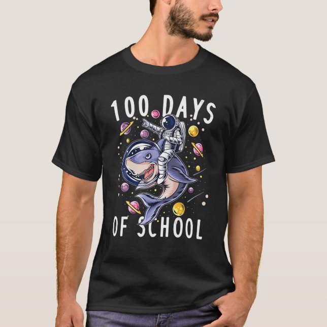 T-shirt 100E Jour De L'École Drôle Astronaut Spatial Ridin (Devant)