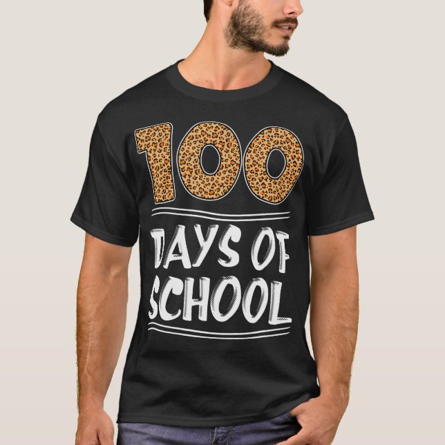 T-shirt 100E Jour De L'École Empreinte de léopard Enseigna (Devant)