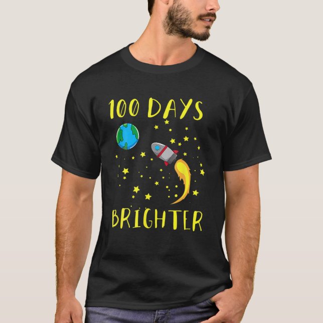 T-shirt 100E Jour De L'École Étoiles Fusées Spatiales Pour (Devant)