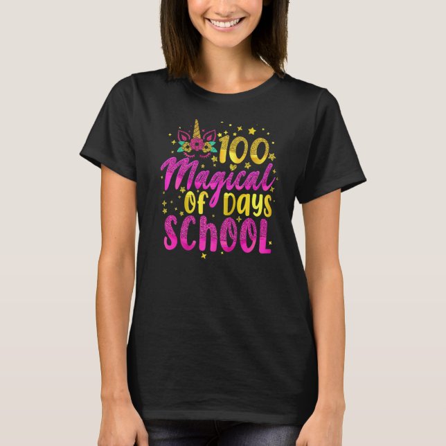 T-shirt 100e Jour de l'école mignonne Unicorn filles 100 M (Devant)