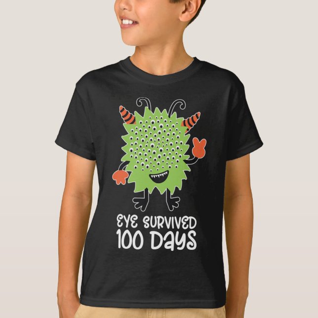 T-shirt 100e Jour De L'École Monster Garçons Enfants Oeil  (Devant)