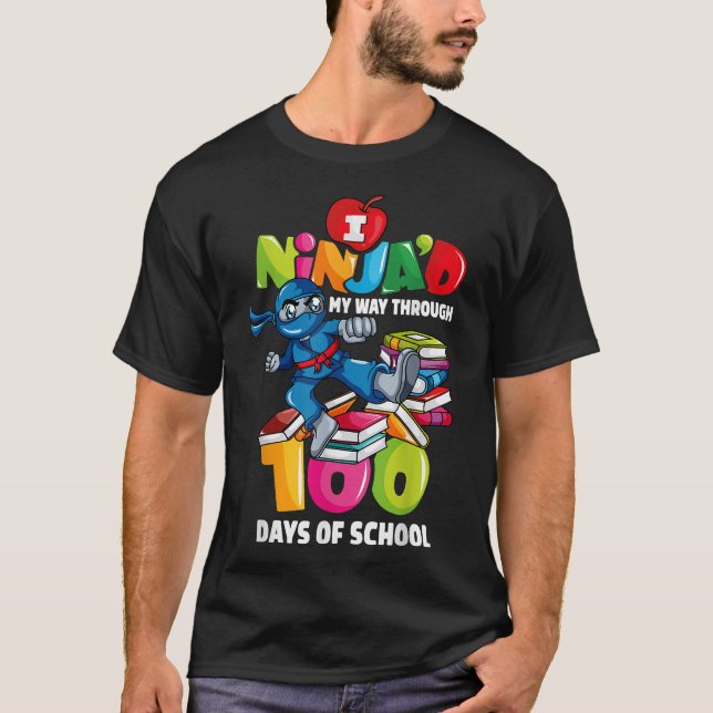 T-shirt 100E Jour De L'École Ninja Enseignants 100 Jours (Devant)