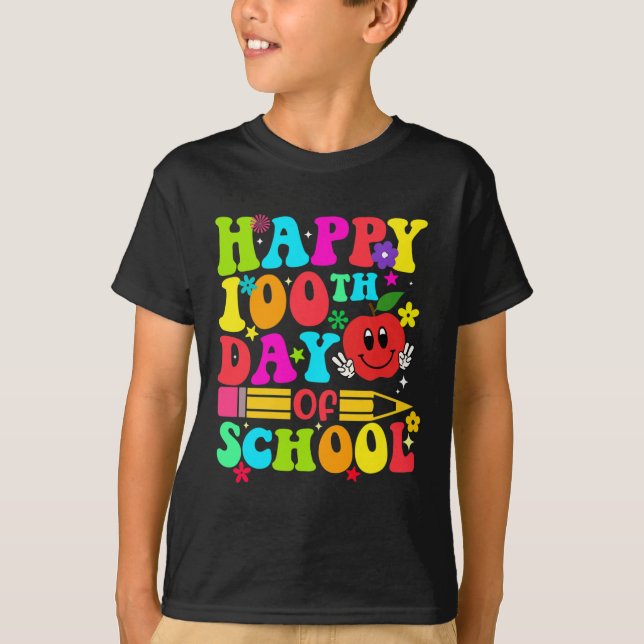 T-shirt 100e Jour De L'École Rétro 100 Jours Enseignant Ét (Devant)