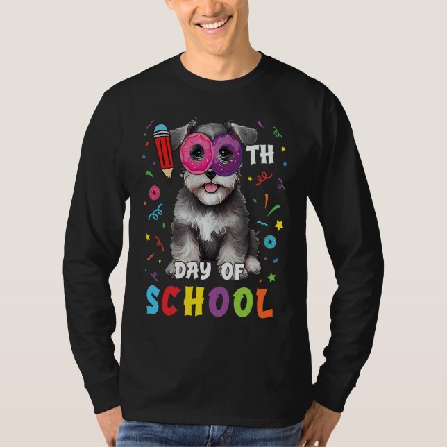 T-shirt 100E Jour De L'École Schnauzer Chien Donut 100 Jou (Devant)