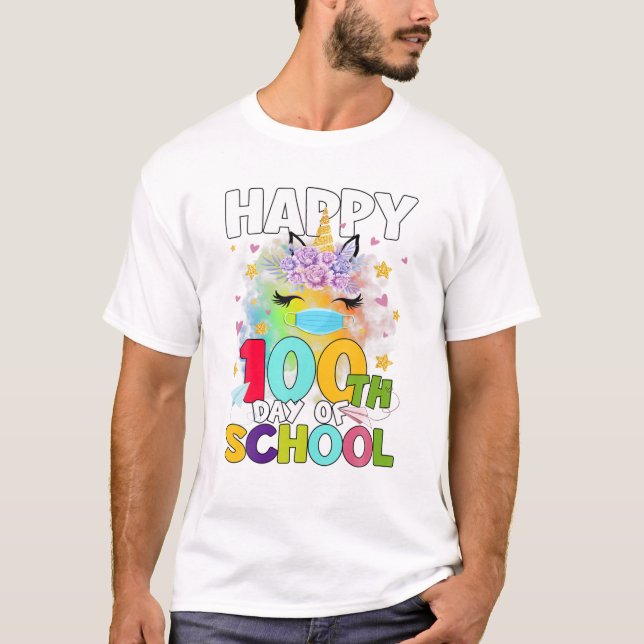 T-shirt 100e jour de l'Unicorn de l'école (Devant)
