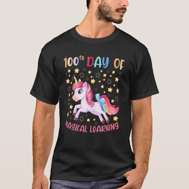 T-shirt 100e Jour de Magical Learning School Cute Unicorn (Devant)