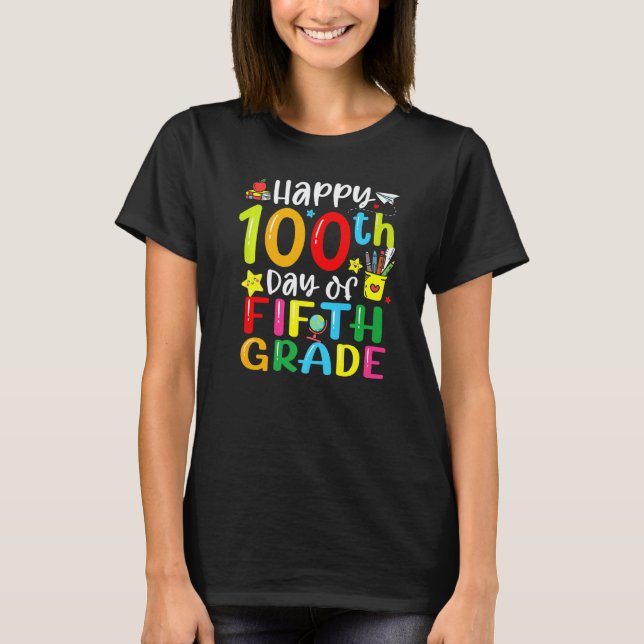 T-shirt 100e jour d'école 5e cinquième année enseignant ét (Devant)