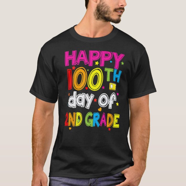 T-shirt 100e jour d'école Enseignant de 2e année 100 jours (Devant)