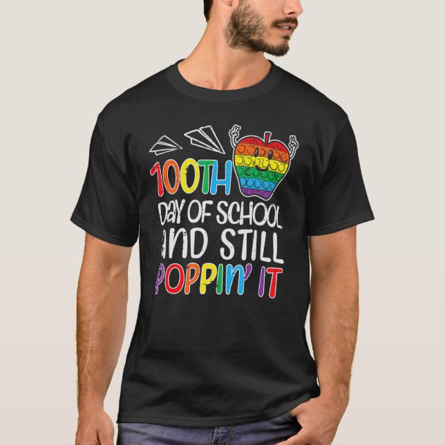 T-shirt 100e jour d'école et toujours Poppin Apple 100 jou (Devant)
