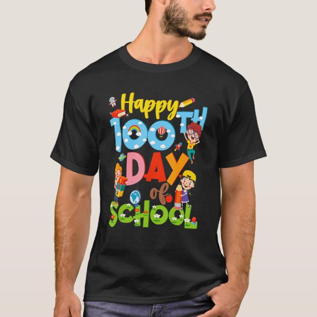 T-shirt 100E Jour D'École Filles Garçons 100 Jours D'École (Devant)