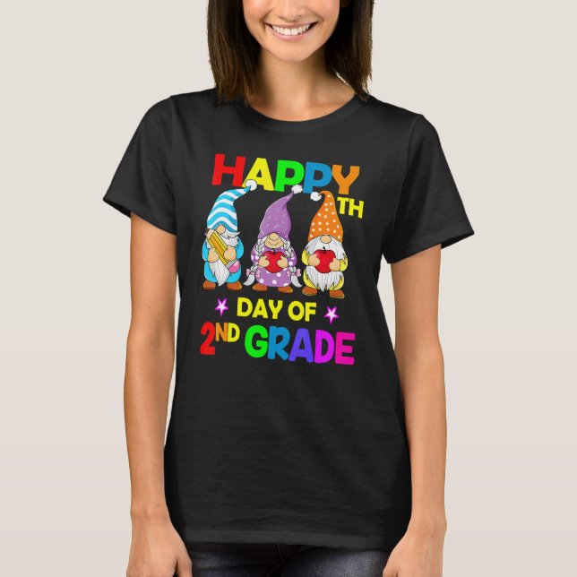 T-shirt 100e jour d'école Gnomes de 2e année Enseignant 10 (Devant)