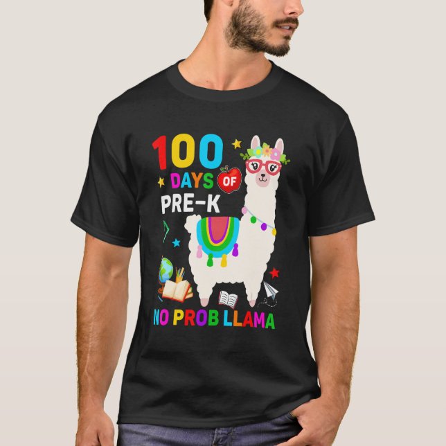 T-shirt 100e jour d'école Pas de problème Lama 100 jours d (Devant)