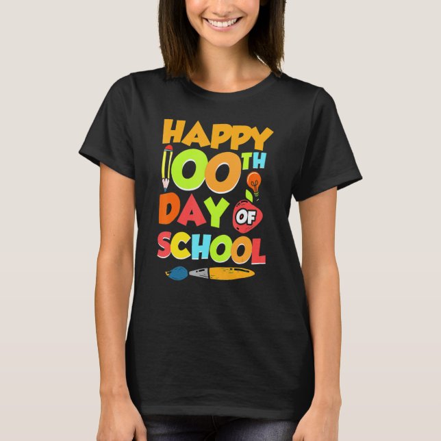 T-shirt 100e jour d'école Professeur 100 jours plus intell (Devant)