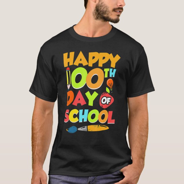 T-shirt 100e jour d'école Professeur 100 jours plus intell (Devant)