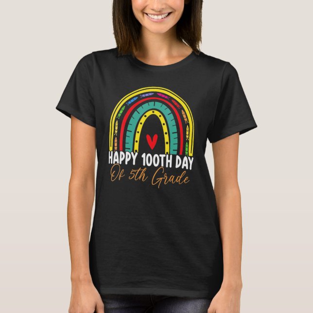 T-shirt 100e jour d'école Professeur de 5e année Boho Arc- (Devant)