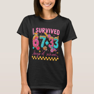 T-shirt 100e jour J'ai survécu 67 + 33 jours d'école garço