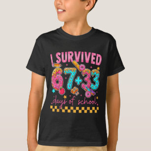T-shirt 100e jour J'ai survécu 67 + 33 jours d'école garço