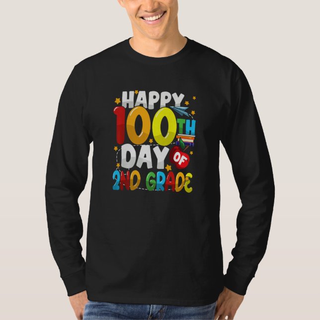 T-shirt 100th Day of 2nd Grade Teachers Kids Students Happ (Devant)