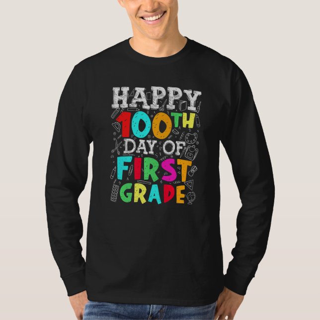 T-shirt 100th Day of First Grade Teachers Kids Child Happy (Devant)