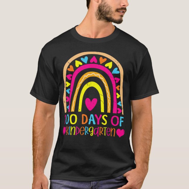 T-shirt 100th Day of Kindergarten Rainbow 100 Days Smarter (Devant)