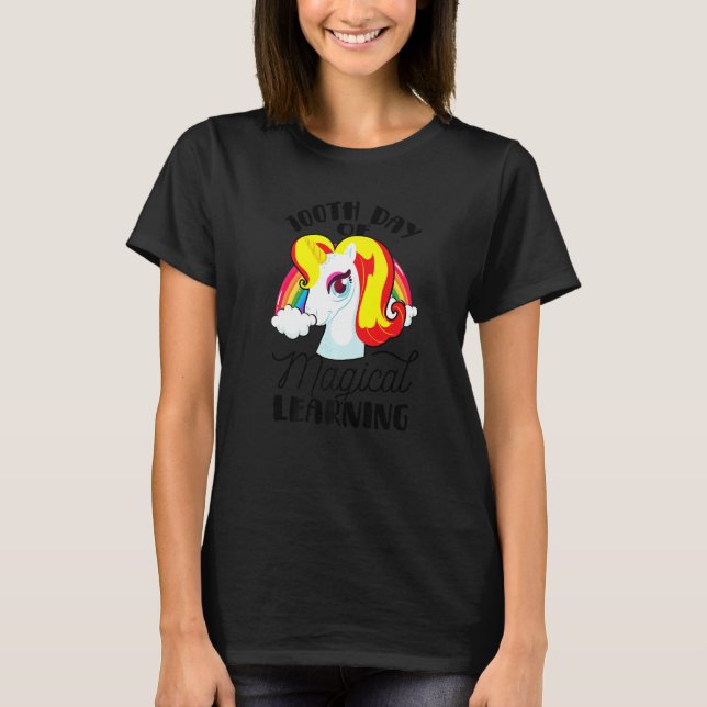 T-shirt 100th Day Of Magical Learning Cute Unicorn Teacher (Devant)