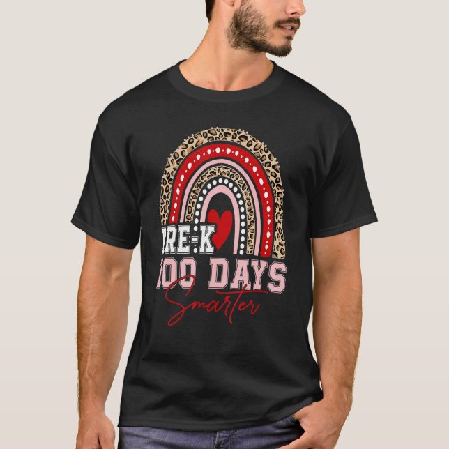 T-shirt 100th Day Of Pre K Teacher  100 Days Smarter Rainb (Devant)