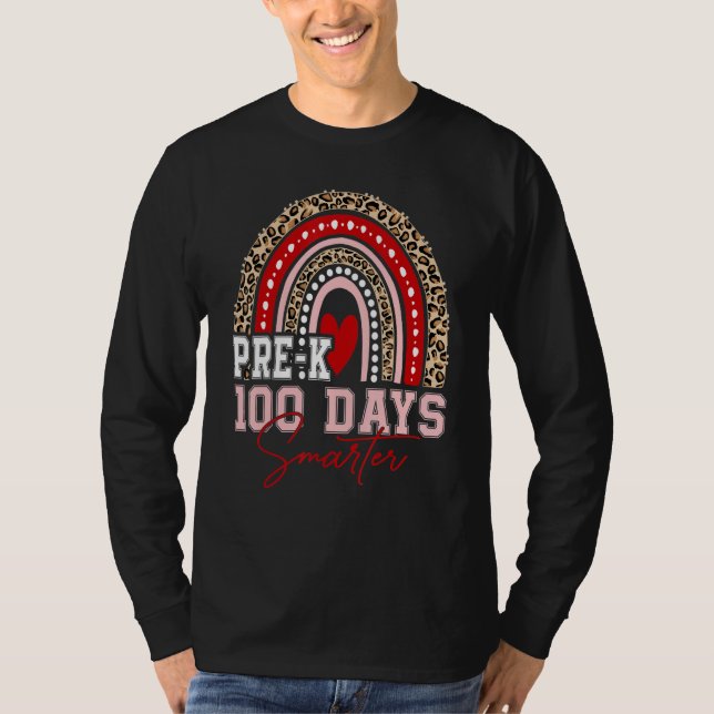 T-shirt 100th Day Of Pre K Teacher  100 Days Smarter Rainb (Devant)