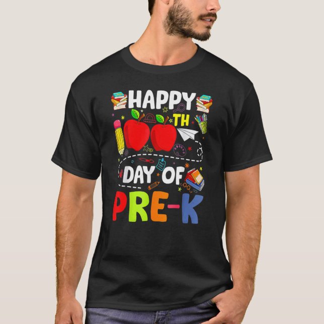 T-shirt 100th Day Of Pre K Teachers Kids 100 Days Of Schoo (Devant)