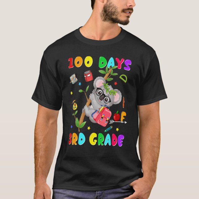 T-shirt 100th Day of School 3rd Grade Koala Happy 100 Days (Devant)