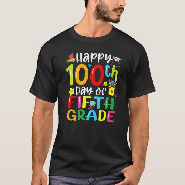 T-shirt 100th Day Of School 5th Fifth Grade Teacher Studen (Devant)