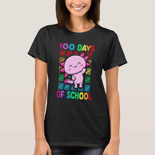 T-shirt 100th Day Of School Animal Axolotl Happy 100th Day (Devant)