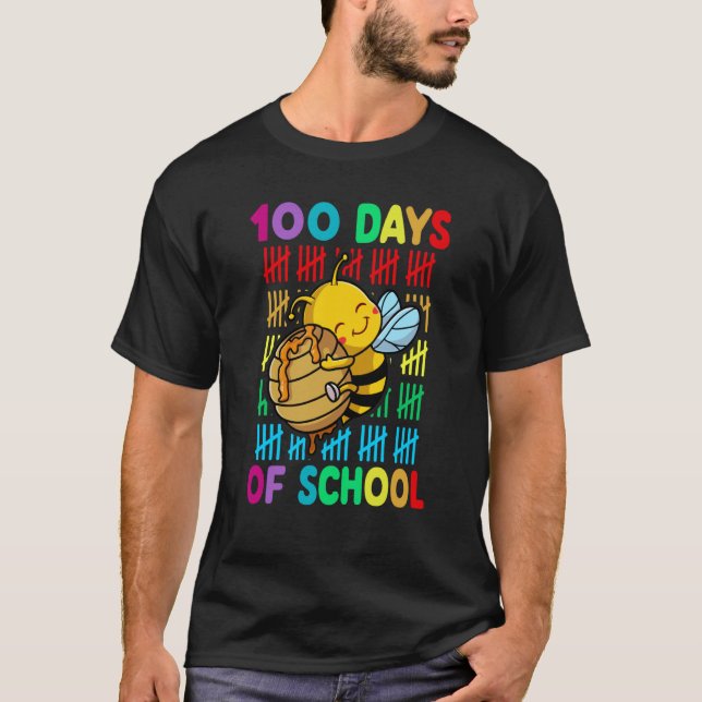 T-shirt 100th Day Of School Animal Bees Happy 100th Day Ki (Devant)