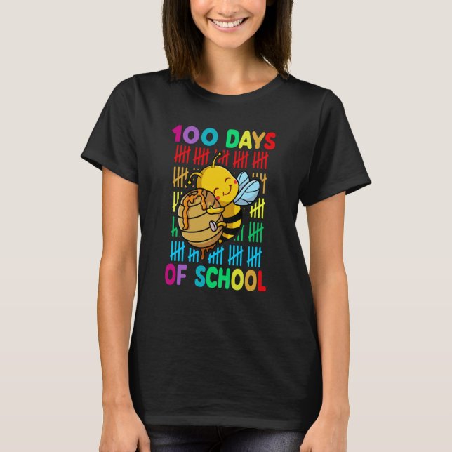 T-shirt 100th Day Of School Animal Bees Happy 100th Day Ki (Devant)