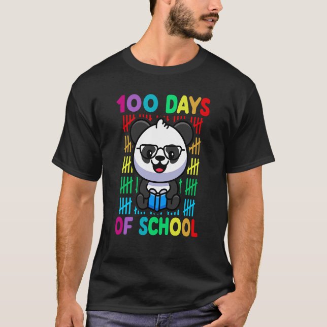 T-shirt 100th Day Of School Animal Panda Happy 100th Day K (Devant)