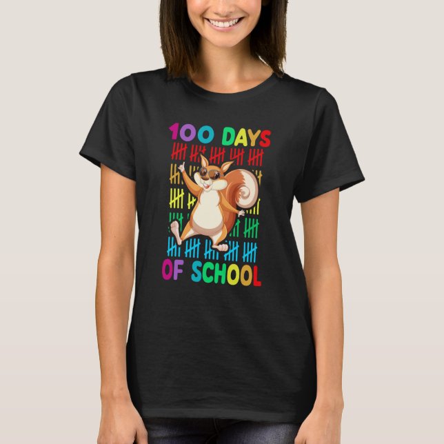 T-shirt 100th Day Of School Animal Squirrel Happy 100th Da (Devant)
