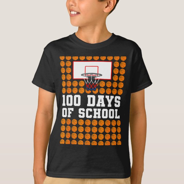 T-shirt 100th Day Of School Basketball Kids 100 Days Of Sc (Devant)
