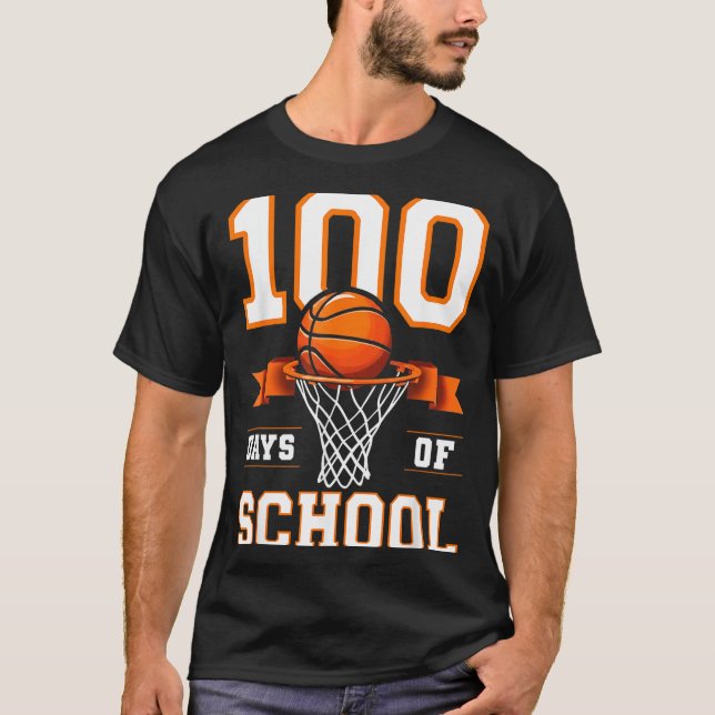 T-shirt 100th Day Of School Basketball Kids 100 Days Of Sc (Devant)