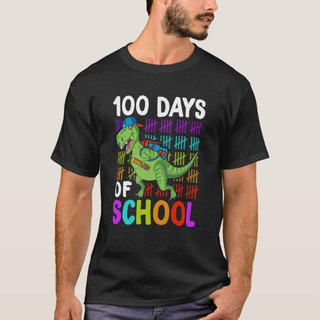 T-shirt 100th Day of School Boys Kids Dino 100 Days Dinosa (Devant)