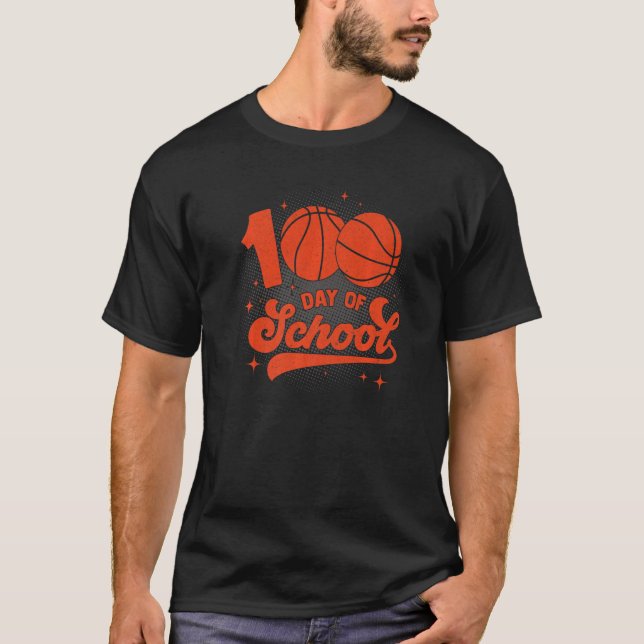 T-shirt 100th Day Of School Cool Basketball Player Premium (Devant)